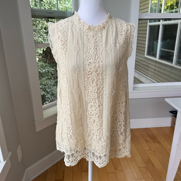 SUNDANCE Esme Ivory Cream Lace Sleeveless Top Size Small - Picture 10 of 11
